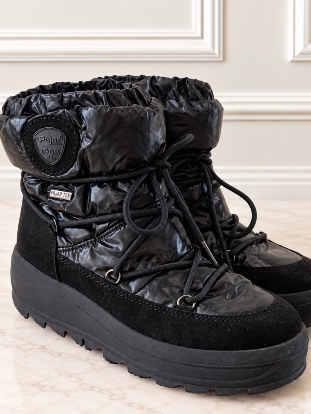 Pajar Canada Black Quilted Lace-Up Winter Boots – EU 38